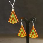 Yellow and Orange Chevron Pendant and earring set